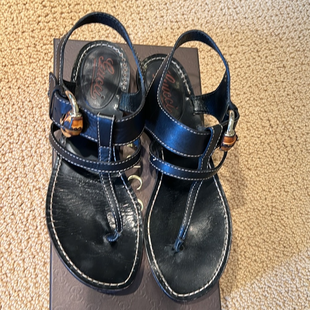 Gucci Women’s Black bambo thong sandal size 39/9 - Picture 4 of 12
